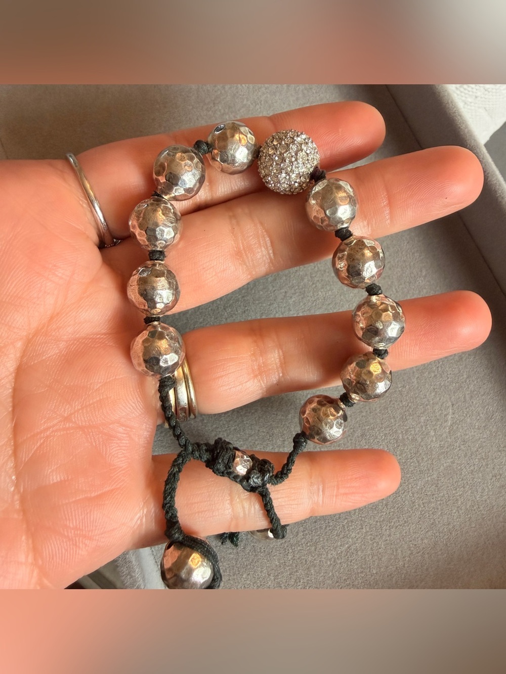 Tai 925 Sterling Silver Crystal Beaded Cord Adjustable Bracelet - Picture 6 of 9